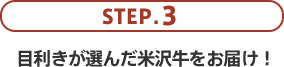 STEP.3 目利きが選んだ米沢牛をお届けします