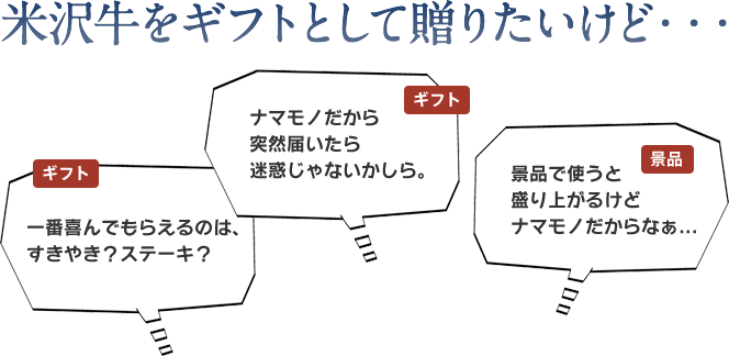 米沢牛をギフトとして贈りたいけどナマモノだから突然届いたら迷惑じゃないかな。