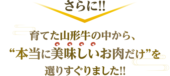 さらに、育てた山形牛の中から本当に美味しいお肉だけを選りすぐりました