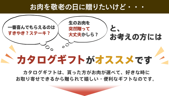 カタログギフトは、貰った方がお肉が選べて、好きな時にお取り寄せできるから贈られて嬉しい・便利なギフトなのです。