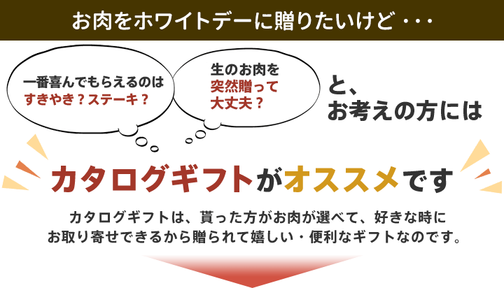 カタログギフトは、貰った方がお肉が選べて、好きな時にお取り寄せできるから贈られて嬉しい・便利なギフトなのです。